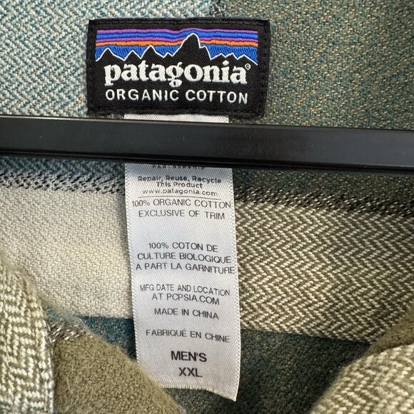 Patagonia Fjord Flannel Long Sleeve Button Shirt Men’s XXL Plaid Organic Cotton - Picture 5 of 7